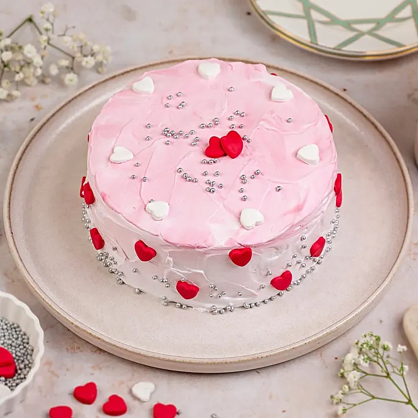 Pink Hearts Chocolate Cake
